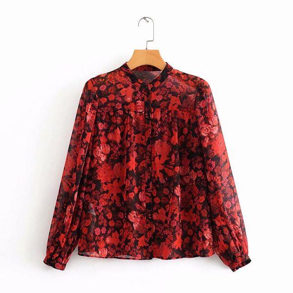 new women fashion floral printing casual smock shirts blouses women stand collar red chiffon roupas femininas pleats t200321, White
new women fashion floral printing casual smock shirts blouses women stand collar red chiffon roupas femininas pleats t200321, White