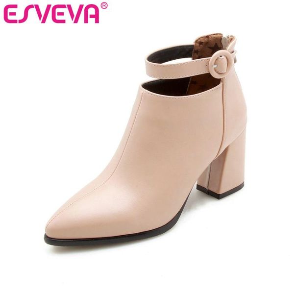 boots esveva 2021 women pu leather autumn shoes ankle pointed toe square high heels elegant woman size 34-43, Black
boots esveva 2021 women pu leather autumn shoes ankle pointed toe square high heels elegant woman size 34-43, Black