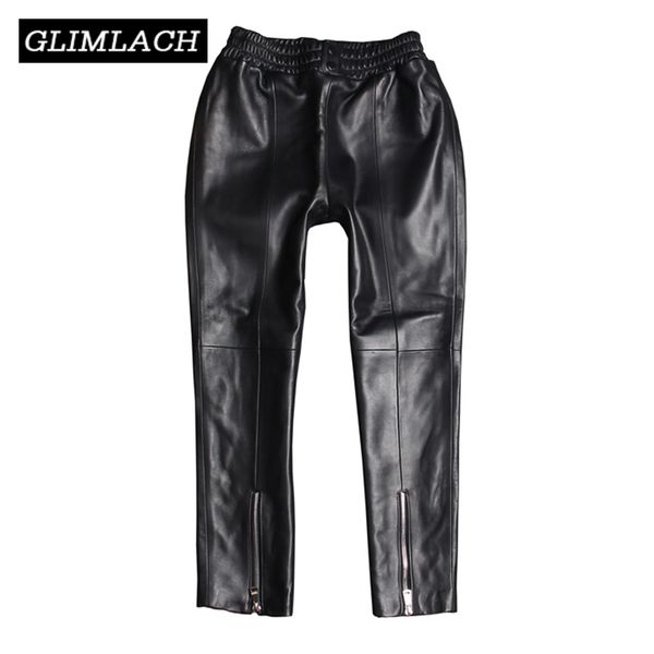 real leather harem pants women elastic waist slim 100% lambskin genuine leather trousers female zippers pencil pants streetwear 201103, Black;white
real leather harem pants women elastic waist slim 100% lambskin genuine leather trousers female zippers pencil pants streetwear 201103, Black;white