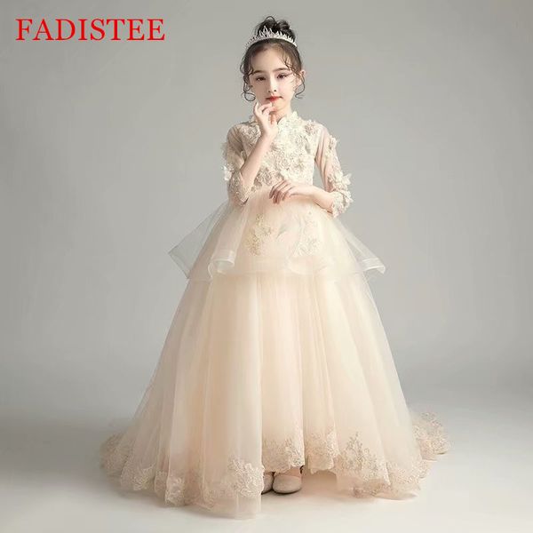 fadistee girl dress flower girl dresses lace baby girl infant dress kids formal wear girls dress floor-length tiered half high collar, White;blue
fadistee girl dress flower girl dresses lace baby girl infant dress kids formal wear girls dress floor-length tiered half high collar, White;blue