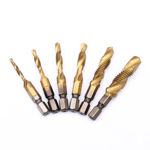 ci6pcs/set titanium plated hss4341 m3-m10 right hand thread tap twist drill bit set hex shank 6.35mm plug tap screw taps
ci6pcs/set titanium plated hss4341 m3-m10 right hand thread tap twist drill bit set hex shank 6.35mm plug tap screw taps