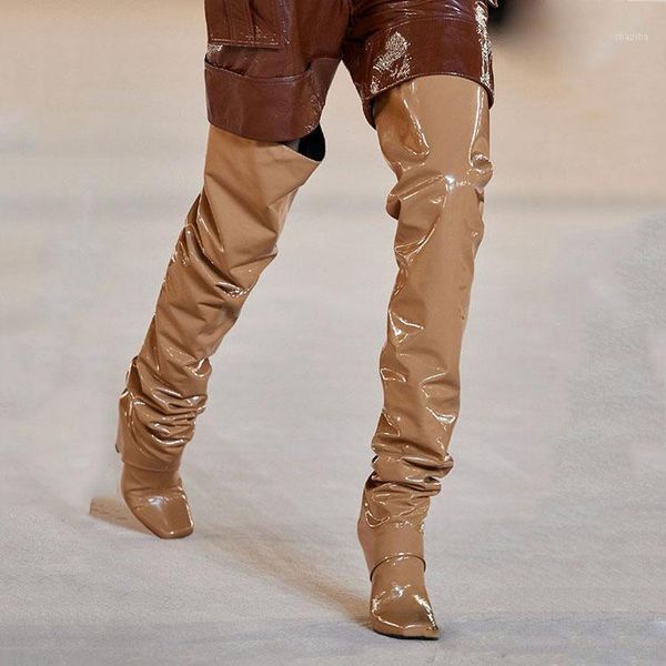 autumn fashion women's shoes elegant nky heels blue brown nude shiny leather over the knee boots 411, Black
autumn fashion women's shoes elegant nky heels blue brown nude shiny leather over the knee boots 411, Black