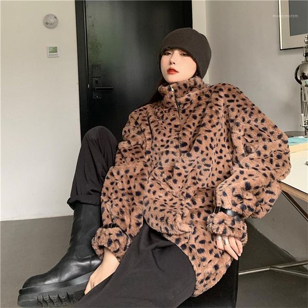 women's fur & faux jacket women stand-up collar leopard vintage loose ins tooling style hairy chic 2021 fall winter ladies coat1, Black
women's fur & faux jacket women stand-up collar leopard vintage loose ins tooling style hairy chic 2021 fall winter ladies coat1, Black