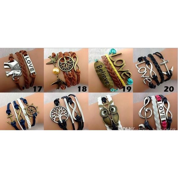 infinity bracelets women fashion leather bronze charm bracelet vintage jewelry party christmas gift brac wmtbla whole2019, Golden;silver
infinity bracelets women fashion leather bronze charm bracelet vintage jewelry party christmas gift brac wmtbla whole2019, Golden;silver