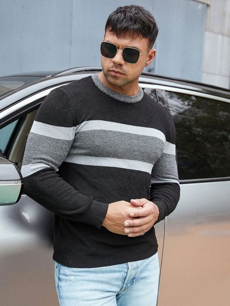 extended sizes men cut and sew sweater g3k0#, White;black