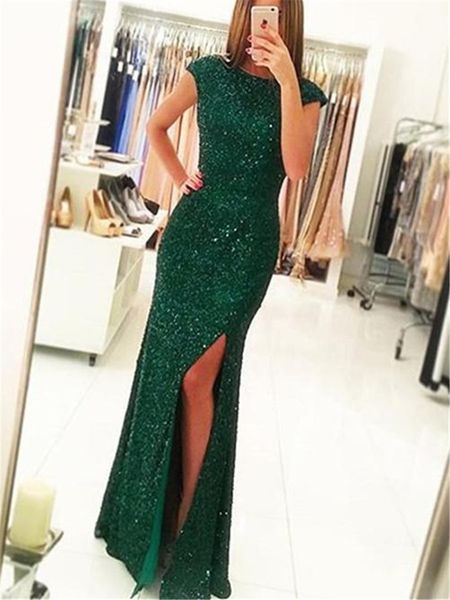 fashion cap sleeve evening gowns dark green lace sequins side split evening party dress for special occations custom made, Black;red
fashion cap sleeve evening gowns dark green lace sequins side split evening party dress for special occations custom made, Black;red