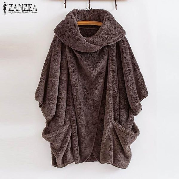 women's autumn outerwear zanzea 2020 stylish fluffy coats casual baggy poncho cardigans female solid button overcoats oversized1, Black;brown
women's autumn outerwear zanzea 2020 stylish fluffy coats casual baggy poncho cardigans female solid button overcoats oversized1, Black;brown