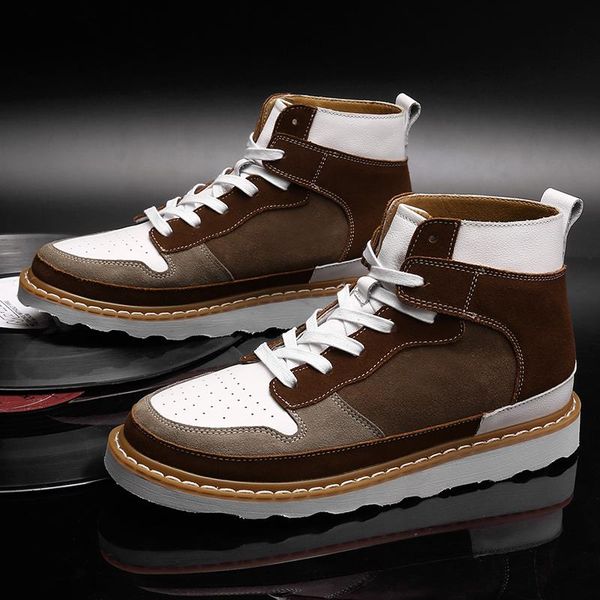 men spring boots fashion white leather sneakers casual mens ankle boots male leather winter male high lace up booties, Black 
men spring boots fashion white leather sneakers casual mens ankle boots male leather winter male high lace up booties, Black