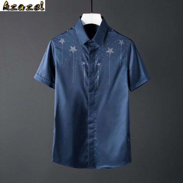 men's casual shirts azazel cotton mens luxury czech crystal drill design short sleeve dress plus size 4xl starry slim man, White;black
men's casual shirts azazel cotton mens luxury czech crystal drill design short sleeve dress plus size 4xl starry slim man, White;black