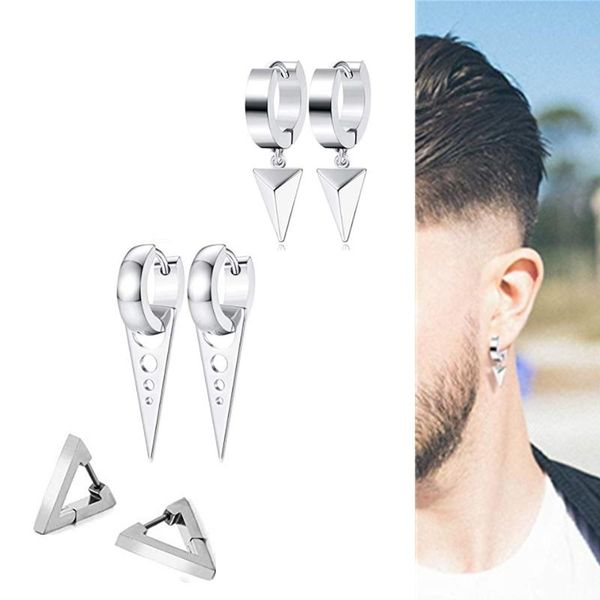 hip hop gothic earrings for men women ear piercing jewelry earrings set stainless steel kpop triangle punk huggie hoop, Silver
hip hop gothic earrings for men women ear piercing jewelry earrings set stainless steel kpop triangle punk huggie hoop, Silver