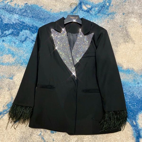 sondr2020 autumn long sleeve rhinestone turn down collar tassel black blazer women coat mj5991, White;black
sondr2020 autumn long sleeve rhinestone turn down collar tassel black blazer women coat mj5991, White;black