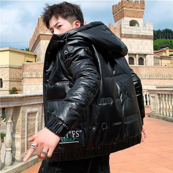 men's down & parkas bright leather thickened cotton padded jacket short bread youth coat casual loose, Black
men's down & parkas bright leather thickened cotton padded jacket short bread youth coat casual loose, Black