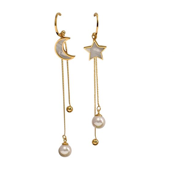 fashion designer titanium stainless steel lovely cute moon star tassel long drop pearl dangle stud earrings for women girls students, Golden;silver
fashion designer titanium stainless steel lovely cute moon star tassel long drop pearl dangle stud earrings for women girls students, Golden;silver