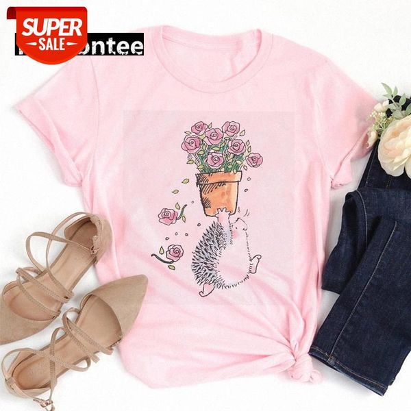 ZOGANKIN New T-shirt Female Cartoon Hedgehog with Flower Print Pink Tshirt Women Summer Loose Tee shirt Round Neck T-shirts #GM37, White
ZOGANKIN New T-shirt Female Cartoon Hedgehog with Flower Print Pink Tshirt Women Summer Loose Tee shirt Round Neck T-shirts #GM37, White