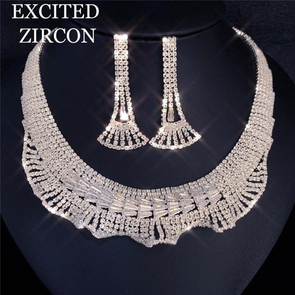 luxury fashion women's jewelry necklace earrings two-piece set exquisite shiny zircon crystal wedding bride and bridesmaid, Silver
luxury fashion women's jewelry necklace earrings two-piece set exquisite shiny zircon crystal wedding bride and bridesmaid, Silver
