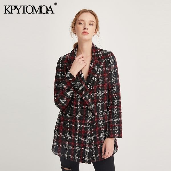 kpytomoa women fashion double breasted tweed plaid loose blazer coat women vintage long sleeve pocket female outerwear chic 201201, White;black
kpytomoa women fashion double breasted tweed plaid loose blazer coat women vintage long sleeve pocket female outerwear chic 201201, White;black