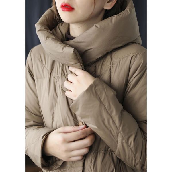 2021 winter new 90 white duck down down jacket women's medium length loose over the knee literature and art jacket y, Black
2021 winter new 90 white duck down down jacket women's medium length loose over the knee literature and art jacket y, Black