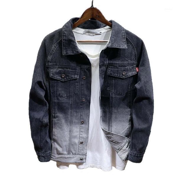 kiovno men gradient color denim jackets and coats turn down collar casual jeans jackets for male spring autumn1, Black;brown 
kiovno men gradient color denim jackets and coats turn down collar casual jeans jackets for male spring autumn1, Black;brown