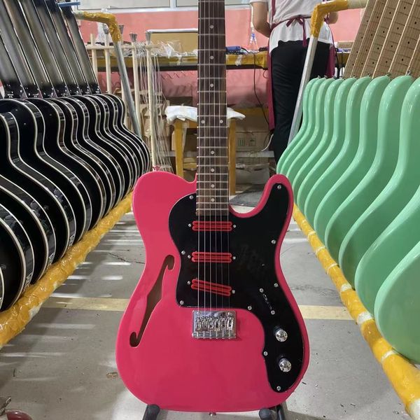 custom f hole electric guitar pink rose wood fingerboard hummbucker pickups black pickguard
custom f hole electric guitar pink rose wood fingerboard hummbucker pickups black pickguard