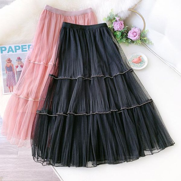 2021 new spring mesh pleated skirts korean slim a-line cake skirt elegant sweat shinny beading fairy tutu skirt, Black
2021 new spring mesh pleated skirts korean slim a-line cake skirt elegant sweat shinny beading fairy tutu skirt, Black