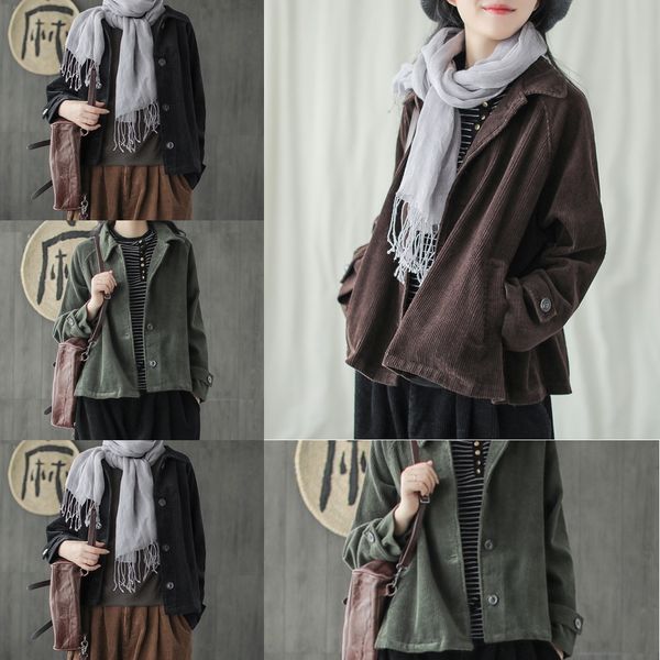 vieff guka clothing coat coatwick coatliterary and artistic women's new long sleeve corduroy coat and spring autumn women's casual, Black;gray
vieff guka clothing coat coatwick coatliterary and artistic women's new long sleeve corduroy coat and spring autumn women's casual, Black;gray