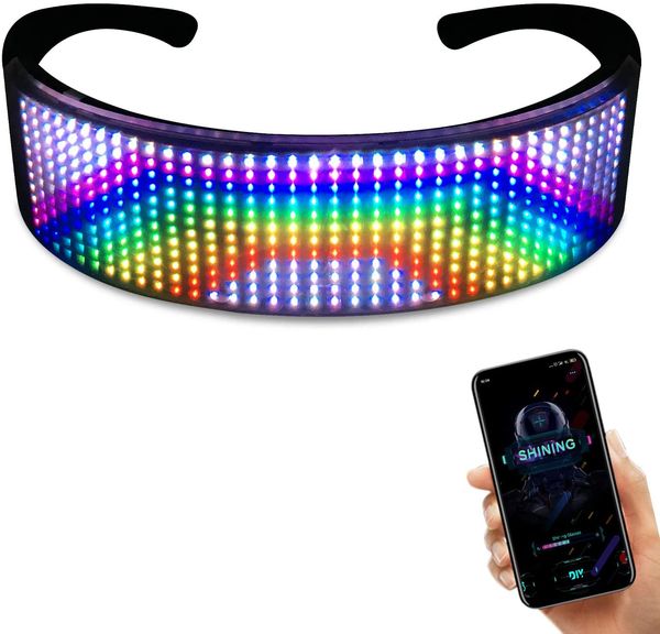 Original Cyberpunk Magic Bluetooth Glowling Led Glasses App Control Shield Luminous Glasses Usb Charge Diy Quick Flash Led Shining Glasses