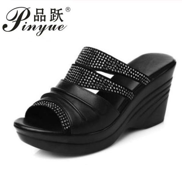 33--42 cowhide rhinestones shoes women leather slippers sandals comfortable high heels wedges sandals summer fashion, Black
33--42 cowhide rhinestones shoes women leather slippers sandals comfortable high heels wedges sandals summer fashion, Black