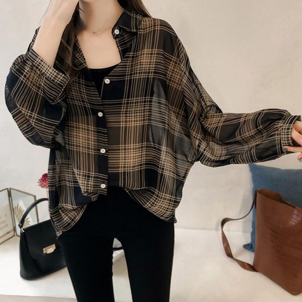 fashion korean style women women's loose button plaid lapel long sleeves shirt blouse blusas mujer new, White
fashion korean style women women's loose button plaid lapel long sleeves shirt blouse blusas mujer new, White