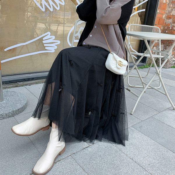 2021 new winter size female high waist tweaks temperament plied young girls fresh and sweet versatile bow gauze azf6, Black
2021 new winter size female high waist tweaks temperament plied young girls fresh and sweet versatile bow gauze azf6, Black