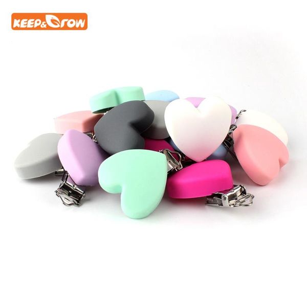 Keep&grow 100pcs Heart Shape Pacifier Clips Grade Silicone Holder Diy Baby Teether Pacifier Chain Accessories Nipple Clasp