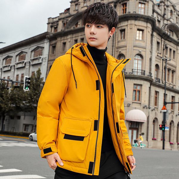hooded men's medium long white down trend tooling winter thickened warm jacket brilliance premium, Black
hooded men's medium long white down trend tooling winter thickened warm jacket brilliance premium, Black