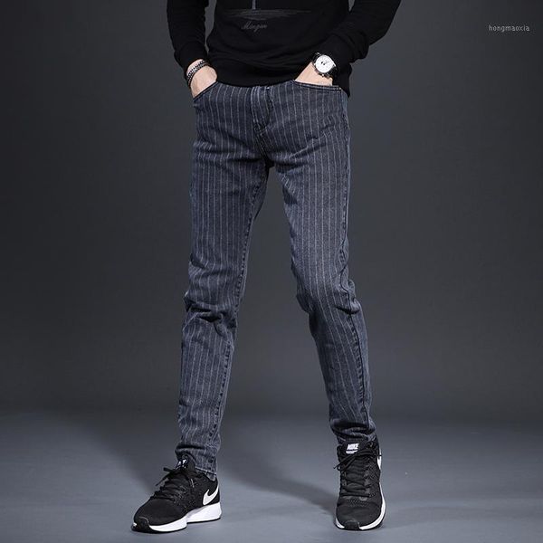 men dark gray striped jeans fashion stretch straight denim pants 2020 autumn winter slim fit jean trousers1, Blue
men dark gray striped jeans fashion stretch straight denim pants 2020 autumn winter slim fit jean trousers1, Blue