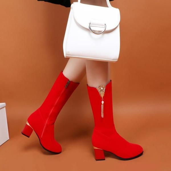 pxelena crystal flower chain decor women mid calf boots chunky block high heel faux suede fashion lady office party shoes winter, Black
pxelena crystal flower chain decor women mid calf boots chunky block high heel faux suede fashion lady office party shoes winter, Black