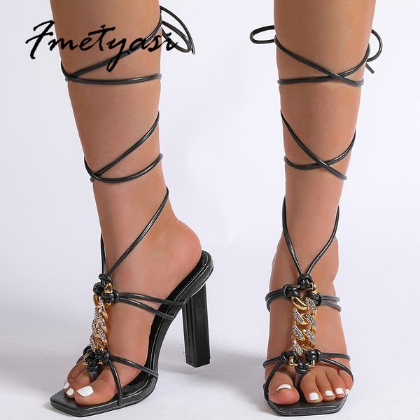 2022 new summer women sandals square peep toe metallic crystal decorate heels gladiator winding nightclub party dress shoes, Black
2022 new summer women sandals square peep toe metallic crystal decorate heels gladiator winding nightclub party dress shoes, Black
