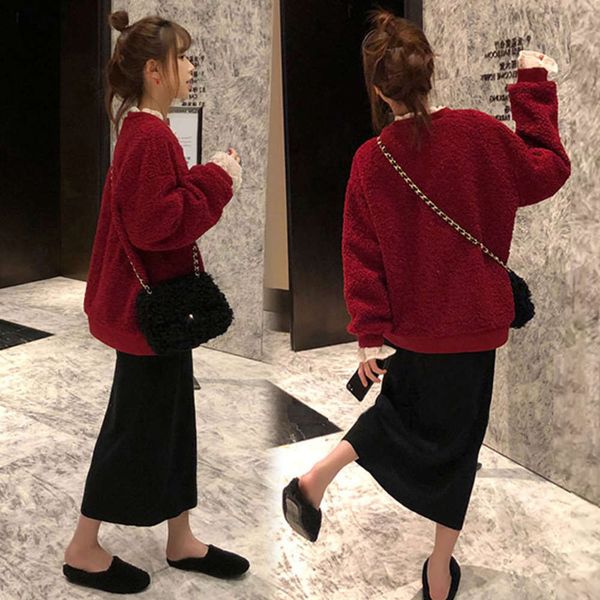 d winter 2020 large size fat mm thin foreign style young lamb sweater dress two piece suitvip1q, Black
d winter 2020 large size fat mm thin foreign style young lamb sweater dress two piece suitvip1q, Black