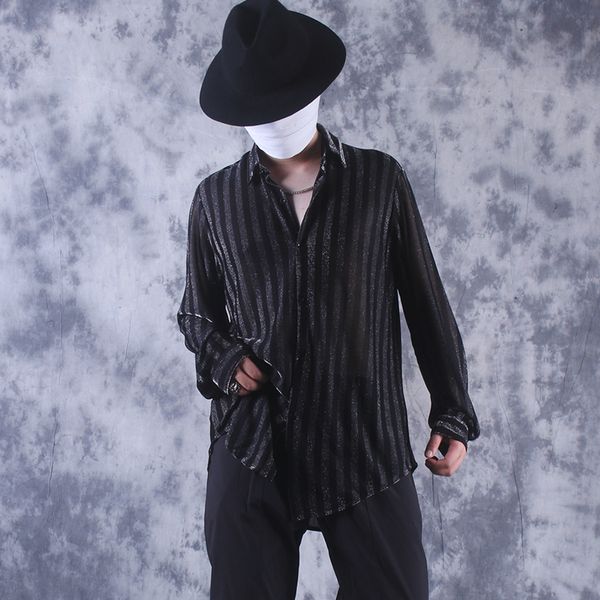 2021 New Korean Version Temperament Men Elegant Personality See-through Stripes Loose Sleeve Long Shirt Trend Style. Z7ZP, Black
2021 New Korean Version Temperament Men Elegant Personality See-through Stripes Loose Sleeve Long Shirt Trend Style. Z7ZP, Black