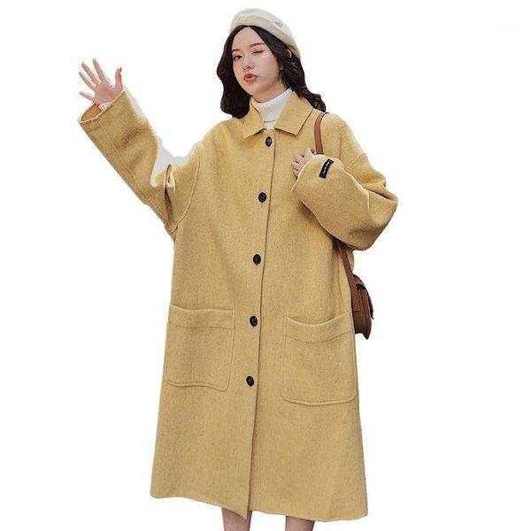 fashion tide autumn and winter new products fashionable loose yellow single-breasted long woolen coat female pb3991, Black
fashion tide autumn and winter new products fashionable loose yellow single-breasted long woolen coat female pb3991, Black