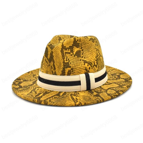 fashion snake print fedora hat women autumn winter wool large brim ribbon cowboy hat men retro jazz cap, Blue;gray
fashion snake print fedora hat women autumn winter wool large brim ribbon cowboy hat men retro jazz cap, Blue;gray