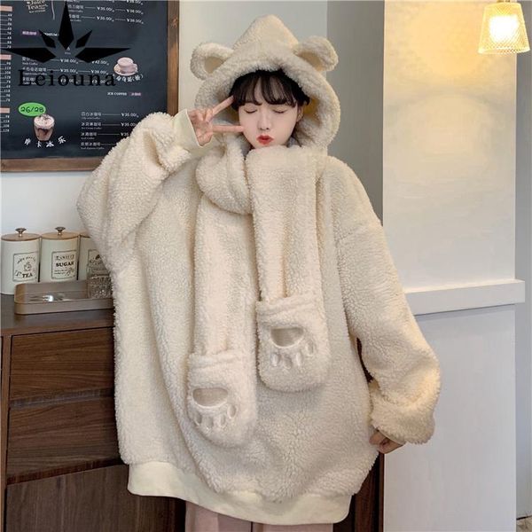 women's fur & faux leiouna loose casual 2021 fashion foreign style cute bear scarf lamb hair lazy sweater girl winter warm coat, Black
women's fur & faux leiouna loose casual 2021 fashion foreign style cute bear scarf lamb hair lazy sweater girl winter warm coat, Black