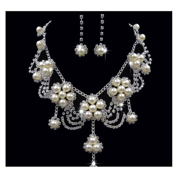 luxury pearl crystal flower pendant necklace & earrings bridal wedding jewelry set rhinestone pearl necklace earring set for h16ji, Slivery;golden
luxury pearl crystal flower pendant necklace & earrings bridal wedding jewelry set rhinestone pearl necklace earring set for h16ji, Slivery;golden