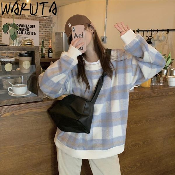 women's hoodies & sweatshirts wakuta soft wool women korean fashion plaid long sleeve chic o neck thicken loose lady pullovers autumn w, Black
women's hoodies & sweatshirts wakuta soft wool women korean fashion plaid long sleeve chic o neck thicken loose lady pullovers autumn w, Black