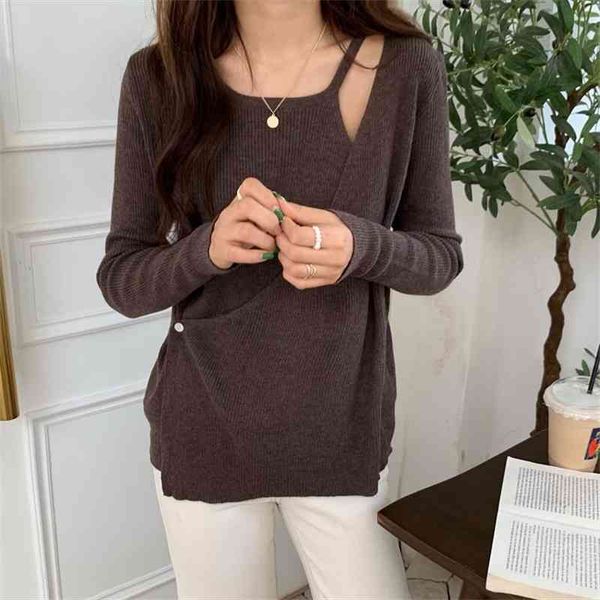 minimalist all match off shoulders sweaters fake two-piece knitted pullover loose autumn chic jumpers, White;black
minimalist all match off shoulders sweaters fake two-piece knitted pullover loose autumn chic jumpers, White;black