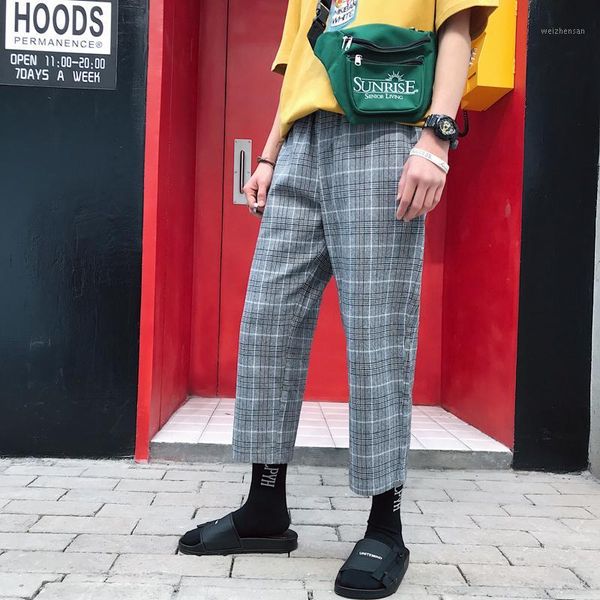 pantalon homme korea style men lattice wide leg loose brand haren casual pants elastic waist plaid trousers, Black
pantalon homme korea style men lattice wide leg loose brand haren casual pants elastic waist plaid trousers, Black