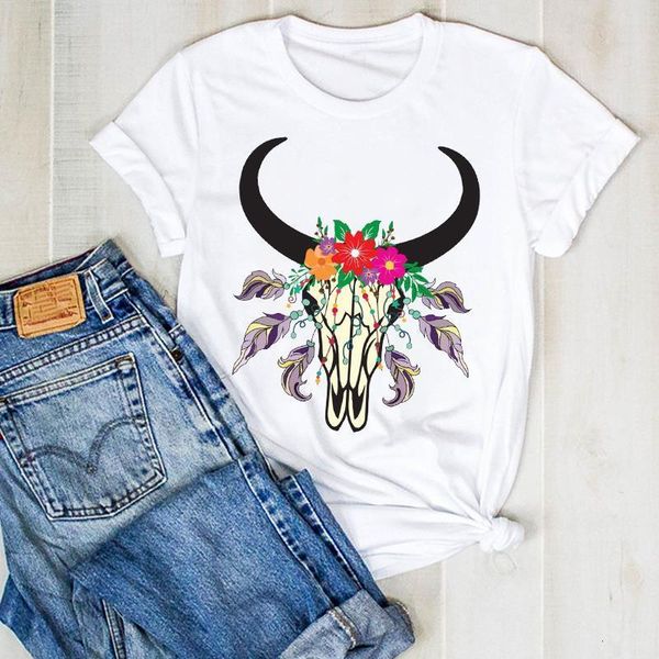 women lady heifer cattle skull flower print ladies fashion summer t tee tshirt womens female shirt clothes graphic t-shirt, White
women lady heifer cattle skull flower print ladies fashion summer t tee tshirt womens female shirt clothes graphic t-shirt, White