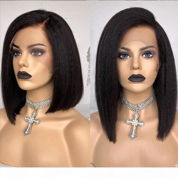 yaki short bob brazilian full lace front wigs pre plucked yaki straight 150% density deep part frontal synthetic wig for black women, Black;brown
yaki short bob brazilian full lace front wigs pre plucked yaki straight 150% density deep part frontal synthetic wig for black women, Black;brown