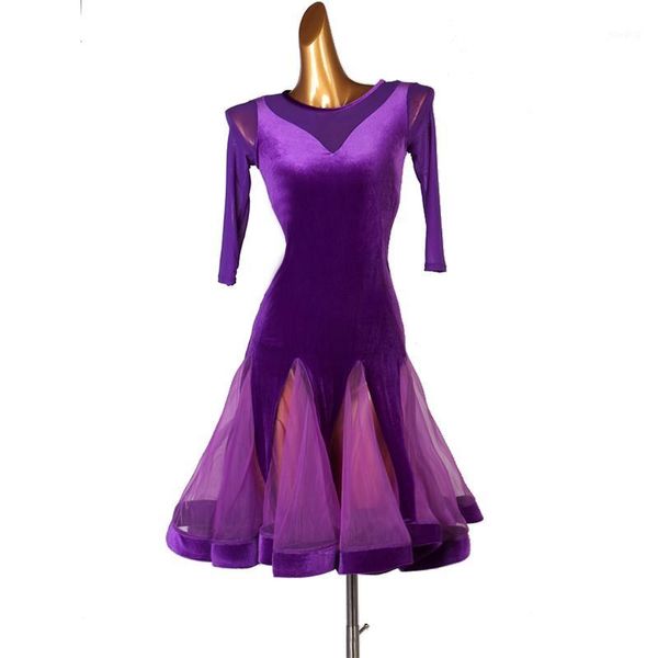 2020 latin dance dress purple dress velvet dance clothing practice group exam professional clothes 14571, Black;red
2020 latin dance dress purple dress velvet dance clothing practice group exam professional clothes 14571, Black;red
