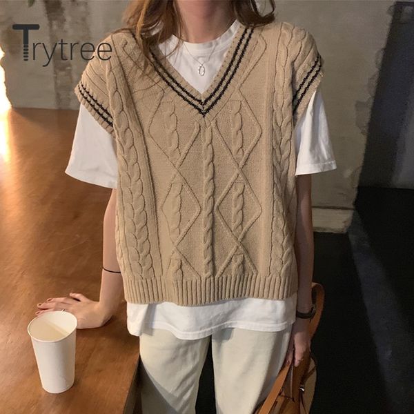 trytree winter woman casual vest v-neck fashion loose solid 2 color all-purpose style pullovers sweater vest y201128, Black;white
trytree winter woman casual vest v-neck fashion loose solid 2 color all-purpose style pullovers sweater vest y201128, Black;white