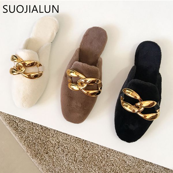 suojialun women winter warm plush slippers round toe slip on mules shoes fashion metal buckle flat heel casual home slides mujer x1020, Black
suojialun women winter warm plush slippers round toe slip on mules shoes fashion metal buckle flat heel casual home slides mujer x1020, Black
