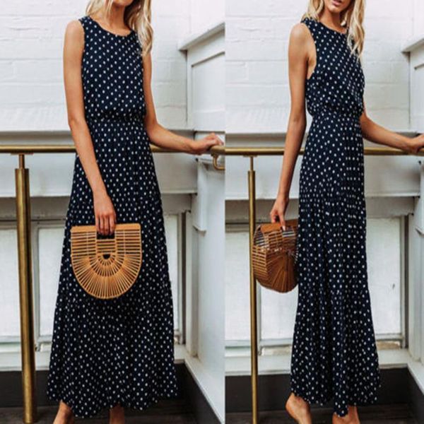 women summer long dress 2018 casual dot print boho long maxi beach dress evening party bodycon sundress1, Black;gray
women summer long dress 2018 casual dot print boho long maxi beach dress evening party bodycon sundress1, Black;gray