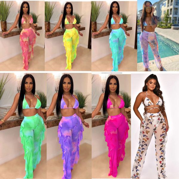 women bikini set 2pcs swimsuit fashion print perspective mesh ruffles cover up long pants+vest women summer outfits with knickers, Gray
women bikini set 2pcs swimsuit fashion print perspective mesh ruffles cover up long pants+vest women summer outfits with knickers, Gray